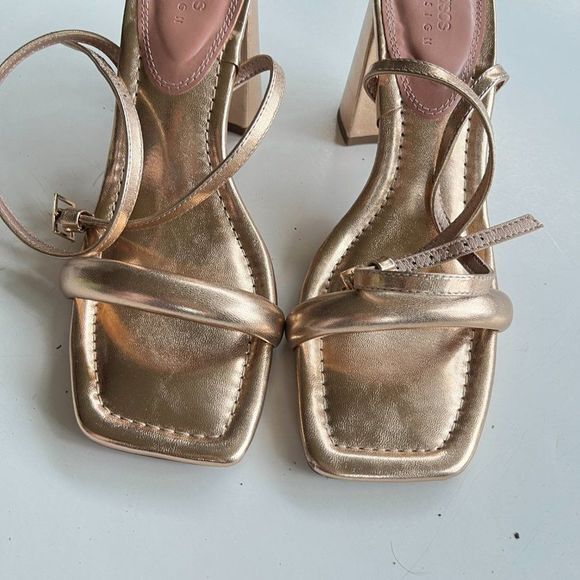 ASOS DESIGN Hilton barely there block heeled sandals in‎ rose gold Womens Size 9 - Picture 4 of 7